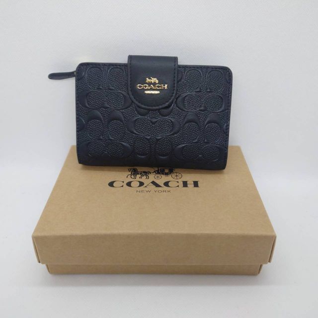 未使用 COACH 二つ折り財布C5896 ブラック アウトレット品 aAkOp3z5OM