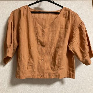 レトロガール(RETRO GIRL)の¥620→¥599【美品】RETRO GIRL オレンジブラウス(シャツ/ブラウス(半袖/袖なし))