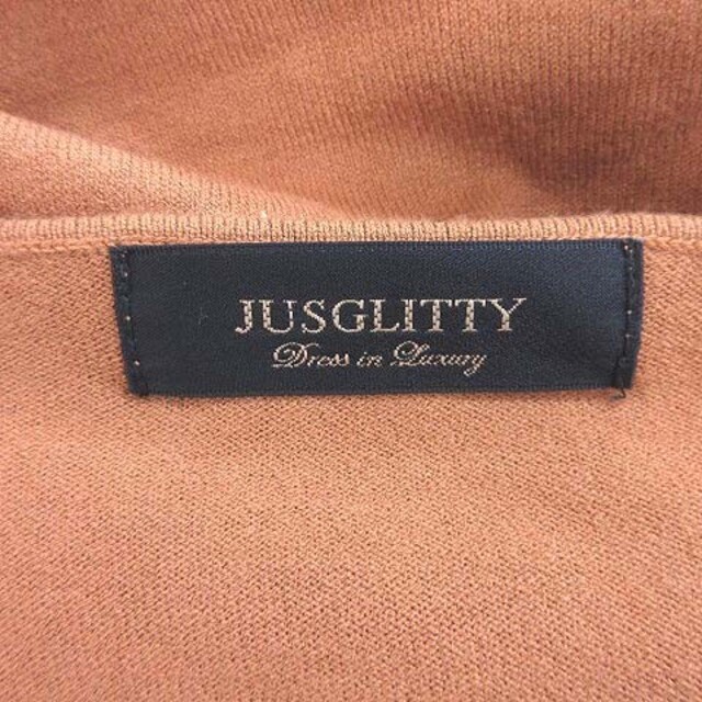 JUSGLITTY(ジャスグリッティー)のジャスグリッティー ニット カットソー 長袖 Vネック 2 茶 ブラウン レディースのトップス(ニット/セーター)の商品写真