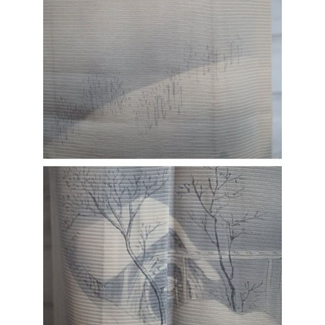 【絽・付下げ】レアな雪景色柄・オフホワイト・裄65.5cm レディースの水着/浴衣(着物)の商品写真