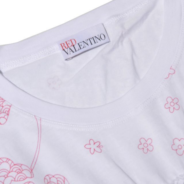 RED VALENTINO(レッドヴァレンティノ)のレッドヴァレンティノ　ラッフルフリル　花柄  半袖カットソー　Tシャツ L  レディースのトップス(Tシャツ(半袖/袖なし))の商品写真