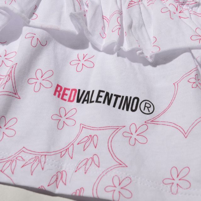 RED VALENTINO(レッドヴァレンティノ)のレッドヴァレンティノ　ラッフルフリル　花柄  半袖カットソー　Tシャツ L  レディースのトップス(Tシャツ(半袖/袖なし))の商品写真