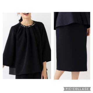 ソーノ(Sono)の22SS sono ブラック　セットアップ パール　タックフレアブラウス パンツ(シャツ/ブラウス(長袖/七分))