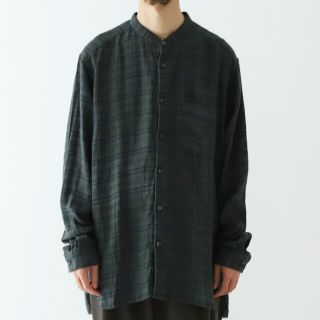 ネストローブ(nest Robe)のconfect 起毛リネンタータンチェック バンドカラーシャツ　size3(シャツ)