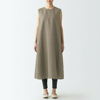 ムジルシリョウヒン(MUJI (無印良品))の無印良品フレンチリネン洗いざらしスリーブレスワンピース／グレイッシュブラウン(ひざ丈ワンピース)