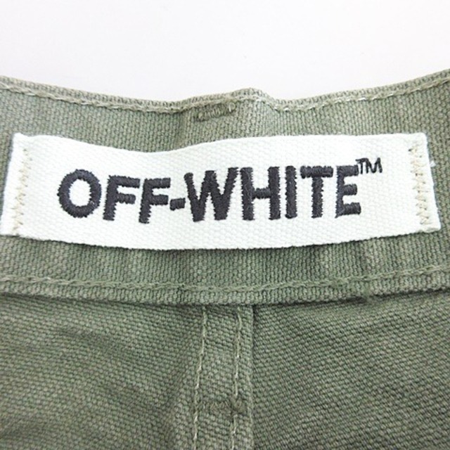 オフホワイト OFF WHITE パンツ ダメージ加工 ライン 緑 カーキ 28 2