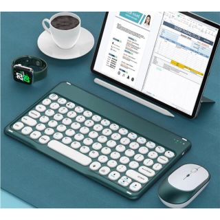 キーボード ワイヤレスキーボードマウスセット 無線 2.4G USB グリーン(PC周辺機器)