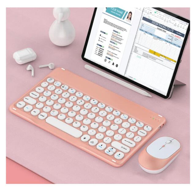 キーボード ワイヤレスキーボードマウスセット 無線 2.4G USB ピンク スマホ/家電/カメラのPC/タブレット(PC周辺機器)の商品写真