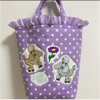 売約済み。ロラライハリス　刺繍プードルちゃん　コラージュフリルトート(バッグ)