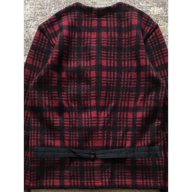 万能アイテム RRL チェック柄 ノーカラー ニット ジャケット