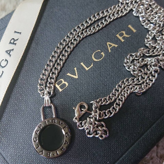 アクセサリー【正規 未使用】BVLGARI ロゴ刻印チャーム 3㎜60㎝ネックレスチェーン