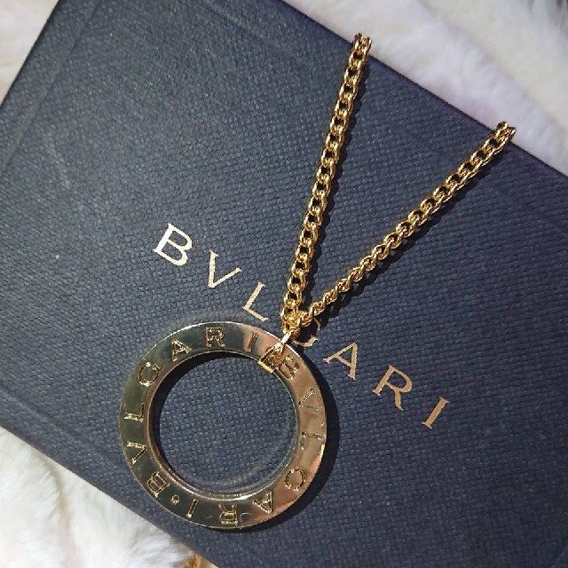 【正規 未使用】BVLGARI ロゴ刻印 ゴールドリング ネックレス ペンダント