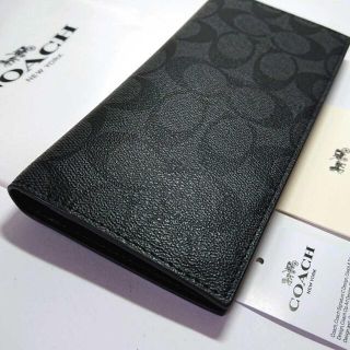 コーチ(COACH)の【新品-未使用】コーチCOACH 折り財布シグネチャー メンズ スリム ブラック(長財布)