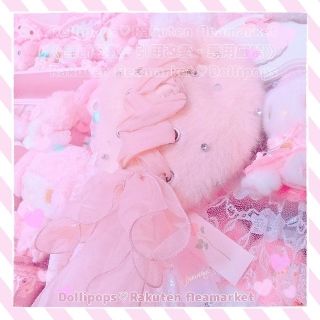 スワンキス(Swankiss)のスワンキス♡シフォンリボン付きアンゴラビジューベレー帽♡ピンクベージュ(ハンチング/ベレー帽)