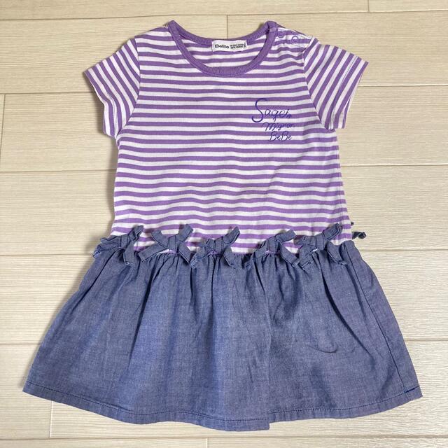 BeBe(ベベ)のべべ　ワンピース　80 かわいい　りぼん　ラグマート　帽子　UV 新品 キッズ/ベビー/マタニティのベビー服(~85cm)(ワンピース)の商品写真