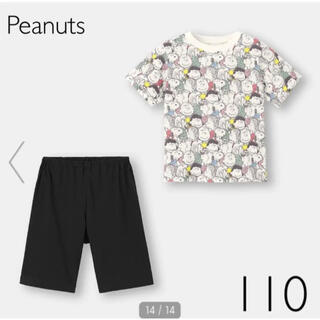 ジーユー(GU)のGU KIDS(男女兼用)ラウンジセット(半袖)Peanuts 110(パジャマ)