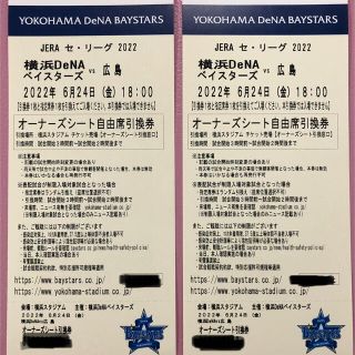 ヨコハマディーエヌエーベイスターズ(横浜DeNAベイスターズ)の横浜ベイスターズ　観戦ペアチケット(野球)