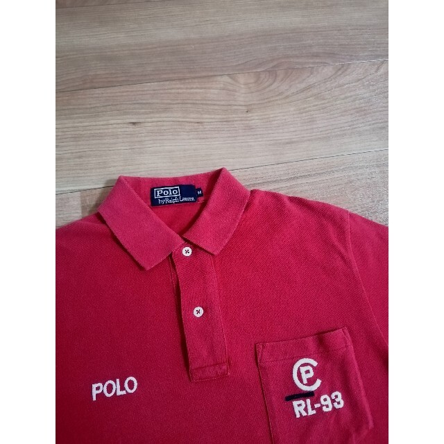 90s ビンテージ ラルフローレン POLO1993  半袖 ポロシャツ 赤 M 3