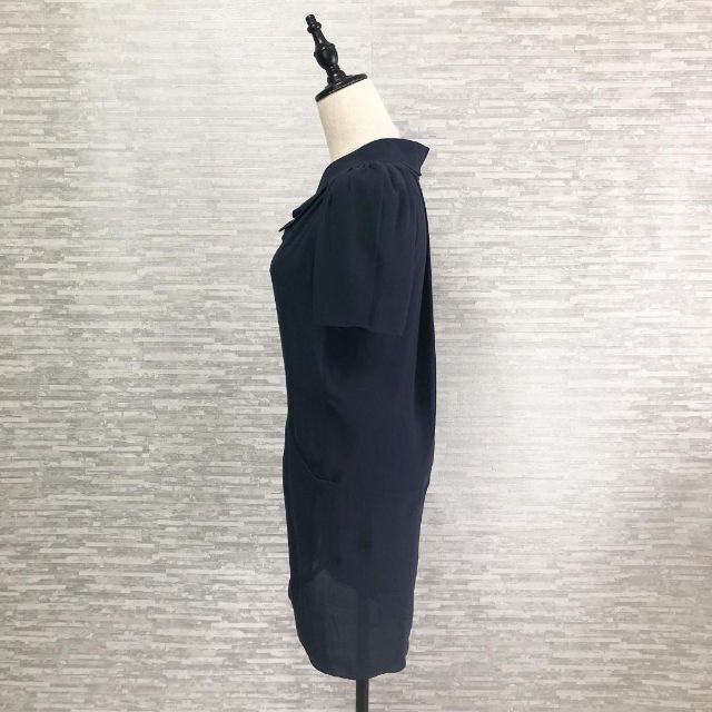 BALENCIAGA バレンシアガ シルク100％ ワンピース ネイビー 38 4