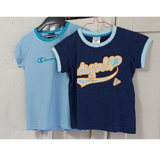 アディダス(adidas)のガールズ　女の子　スポーツ　シャツ　ネイビー　水色　アディダス　チャンピオン(Tシャツ/カットソー)