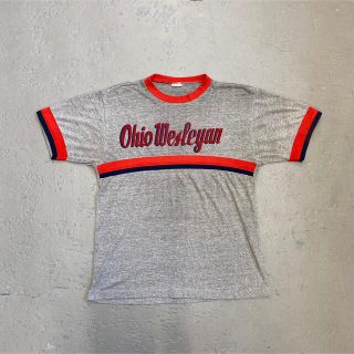 チャンピオン(Champion)の70s チャンピオン リンガーTシャツ USA製 L グレー×レッド(Tシャツ/カットソー(半袖/袖なし))