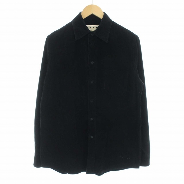Marni(マルニ)のマルニ コーデュロイシャツ スタンダードカラー 長袖 ロゴ刺繍 44 XS 黒 メンズのトップス(シャツ)の商品写真