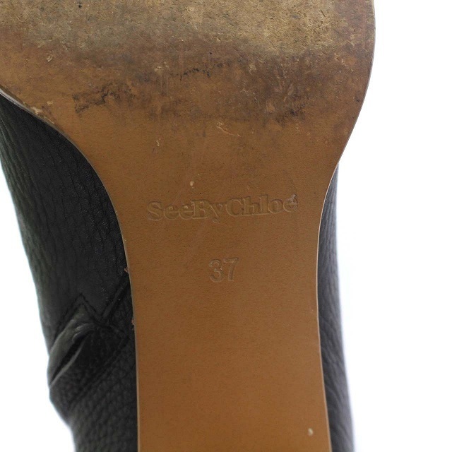 SEE BY CHLOE(シーバイクロエ)のシーバイクロエ ショートブーツ レザー チャンキーヒール ラバーヒール 37 黒 レディースの靴/シューズ(ブーツ)の商品写真