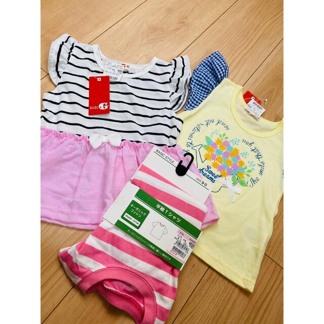 女の子　トップス　新品　３点セット　90 95 キッズ/ベビー/マタニティのキッズ服女の子用(90cm~)(Tシャツ/カットソー)の商品写真