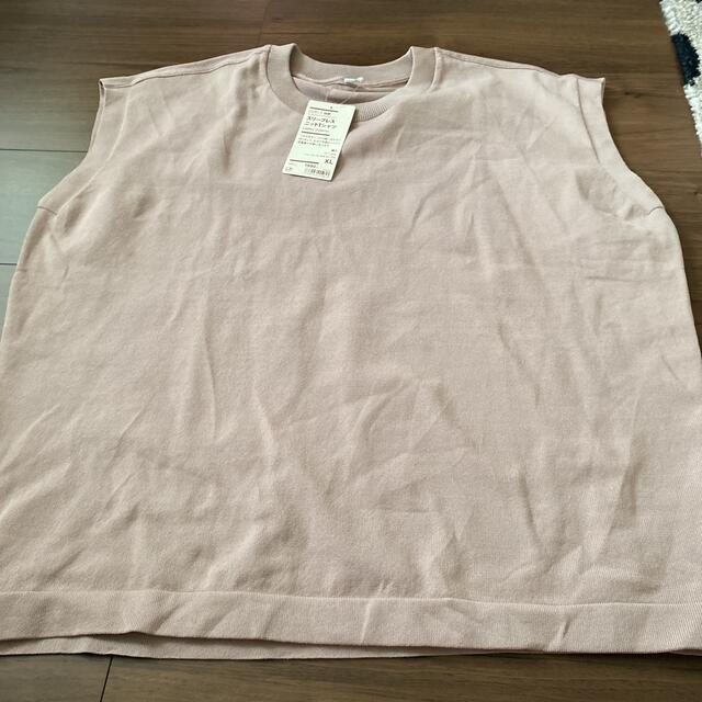 MUJI (無印良品)(ムジルシリョウヒン)の無印良品　スリーブレスニットTシャツ　XLサイズ レディースのトップス(ニット/セーター)の商品写真