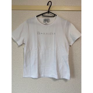 クリツィア(KRIZIA)の【中古】クリツィア　レディース　Tシャツ　M　白　半袖　ストーン　シンプル(Tシャツ(半袖/袖なし))