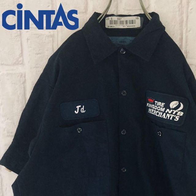 【USA】CINTAS シャツ ワークシャツ 企業ロゴ ワッペン 半袖