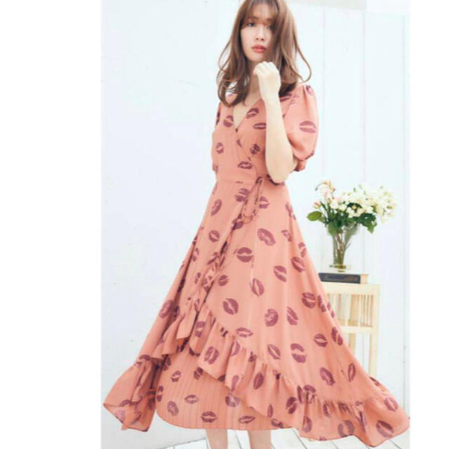 Her lip to(ハーリップトゥ)のハーリップトゥーherlipto Lip-print Wrap Dressリップ レディースのワンピース(ロングワンピース/マキシワンピース)の商品写真