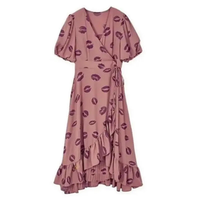 Her lip to(ハーリップトゥ)のハーリップトゥーherlipto Lip-print Wrap Dressリップ レディースのワンピース(ロングワンピース/マキシワンピース)の商品写真