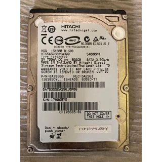 ヒタチ(日立)のHITACHI 2.5inch 500GB HDD 13時間(PCパーツ)