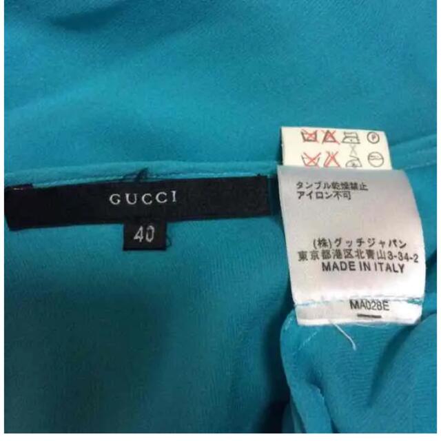 Gucci(グッチ)の正規品 グッチ シルクブラウス ブルー　Lサイズ レディースのトップス(タンクトップ)の商品写真