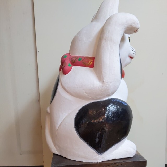 招き猫 土人形 高山八郎作 旭土人形 まねきねこ 特大サイズ - 3