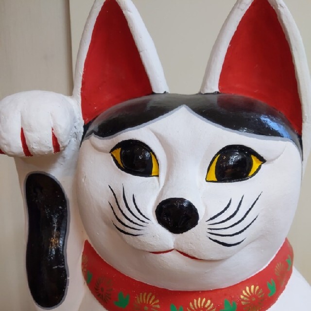招き猫 土人形 高山八郎作 旭土人形 まねきねこ 特大サイズ - 5