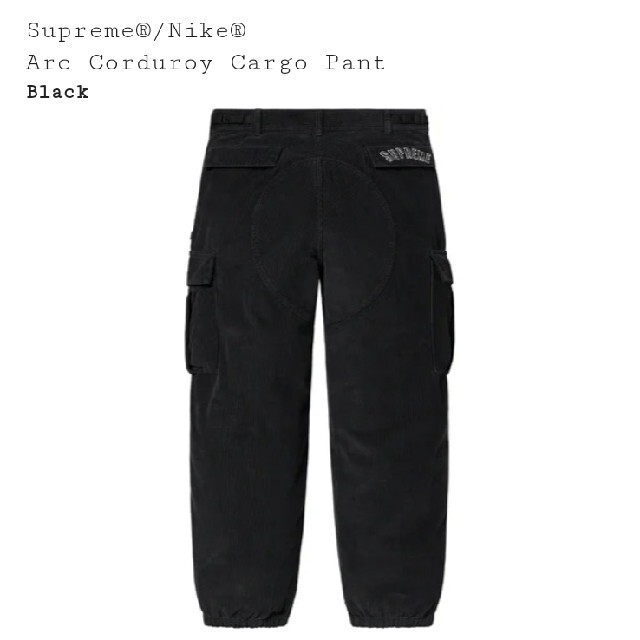 Supreme/Nike Arc Corduroy Cargo Pant 黒 L