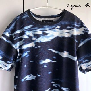 アニエスベー(agnes b.)の◆ agnes b. ◆ フルグラフィックTシャツ 0 フランス製 ブルー(Tシャツ/カットソー(半袖/袖なし))