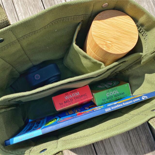 WTW(ダブルティー)の西海岸スタイル☆LUSSO SURF マルチポケット　トートバッグ　カーキ メンズのバッグ(トートバッグ)の商品写真