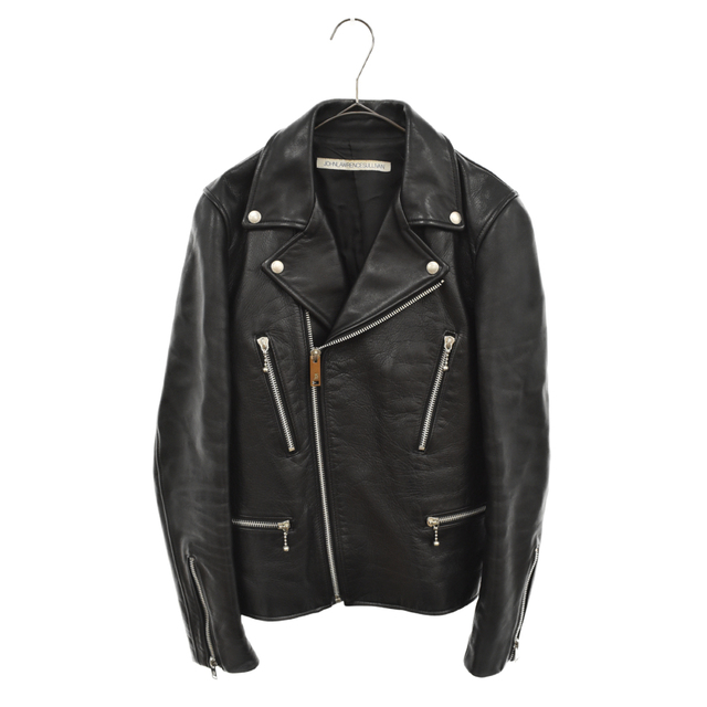 JOHN LAWRENCE SULLIVAN ジョンローレンスサリバン Cowhide Leather Jacket カウハイドダブルレザーライダースジャケット 1B022'15-49 ブラック44センチ肩幅