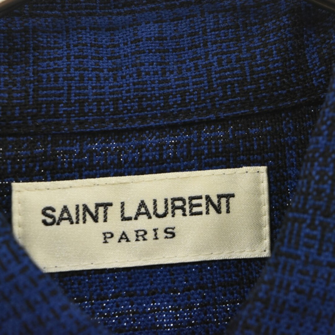 SAINT LAURENT PARIS サンローランパリ 16AW チェック柄デザイン ウール ウエスタン シャツ ブルー 433724 5