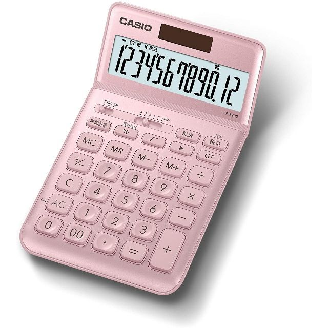 カシオ 電卓 ライトピンク 12桁 ジャストタイプ JF-S200-PK-N