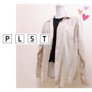 プラステ(PLST)のPLST プラステ ゆったりLサイズ ベージュ リネン シャツ(シャツ/ブラウス(長袖/七分))