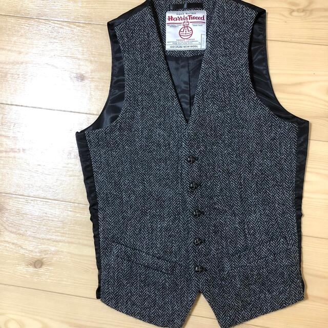 Harris Tweed(ハリスツイード)のハリスツィード　harris tweed ベスト ジレ ヘリンボーン グレー メンズのトップス(ベスト)の商品写真