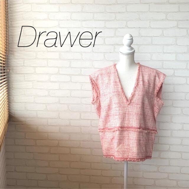 Drawer(ドゥロワー)のDrawer  ＊ ピンクツイード ノースリーブブラウス 38 レディースのトップス(その他)の商品写真