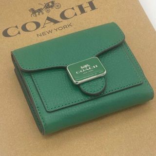 コーチ(COACH)のCOACH コーチ 二つ折り財布ペッパー ウォレット　グリーン　C7428(財布)