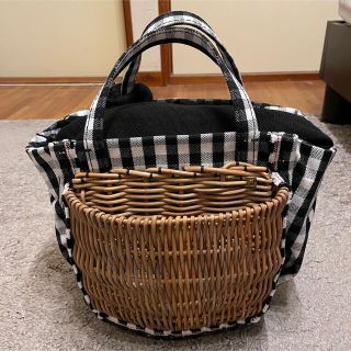 mmii 様専用 エバゴス ギンガム カゴ ポケット付き トートの通販 by