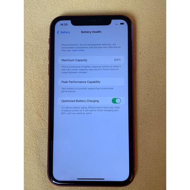 極美品　ほぼ未使用品　iPhone XR レッド 64 GB SIMフリースマホ