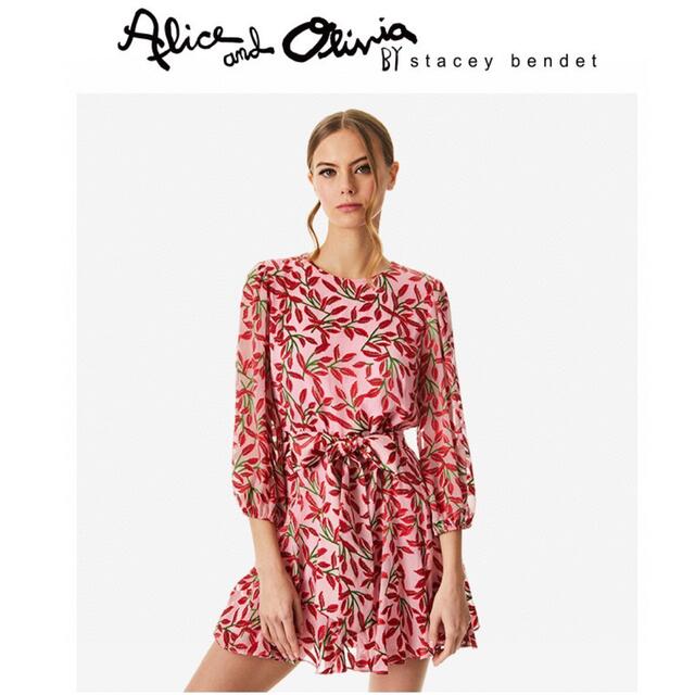 Alice+Olivia(アリスアンドオリビア)の❤️★Alice olive 22新作新品　ピンク花柄ワンピース　綺麗オシャレ  レディースのワンピース(ひざ丈ワンピース)の商品写真